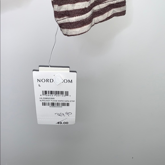 NWTs STEM • Stripe Maroon Long Sleeve V-Neck Tee - Picture 4 of 8